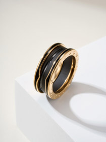 Bulgari ceramic rose gold ring-3839  
